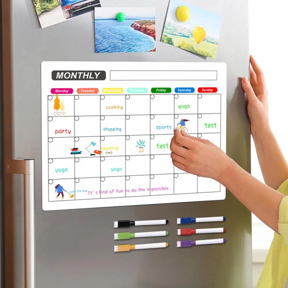 2024 Magnetic Whiteboard Fridge Magnets Dry Wipe White Board Marker Writing Record Message Board Remind Memo Pad Gift Kitchen 3d fridge magnets colorful world famous paintings art kitchen magnetic stickers photo wall souvenir gifts message memo board