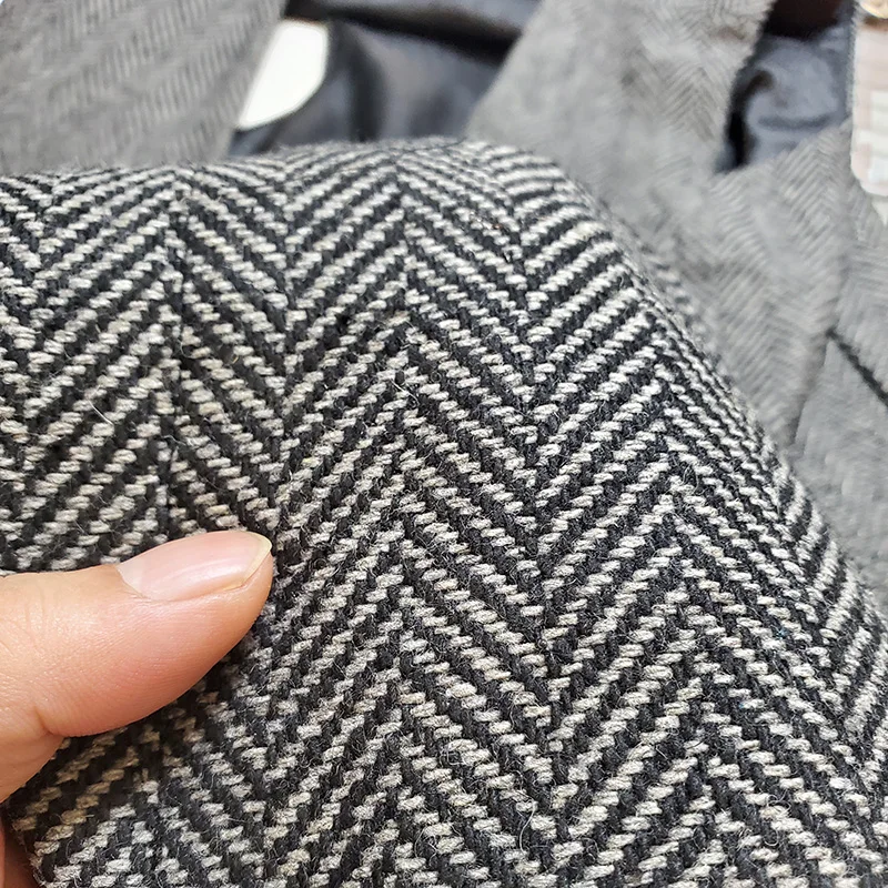 terno masculino colete cinza escuro herringbone lã tweed pescoço champanhe masculino cavalheiro negócios colete para homem casamento