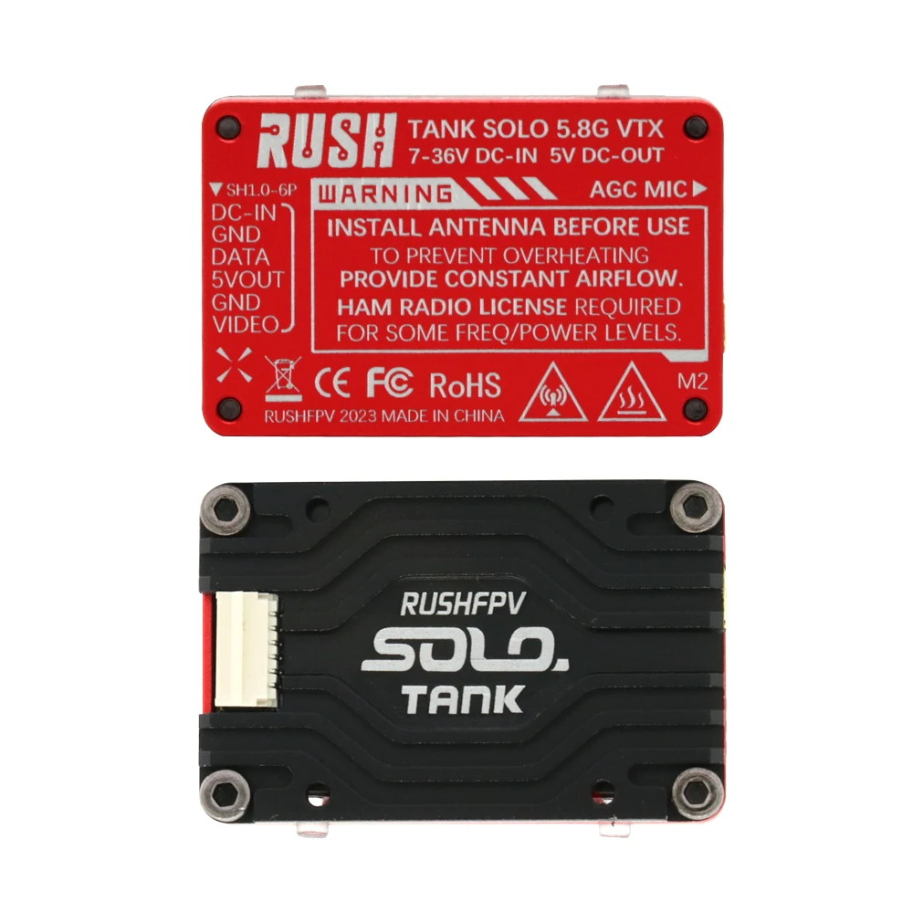 48CH RUSH TANK MAX SOLO VTX 2.5W High Power 1.6W VTX Video Transmitter with CNC shell for RC FPV Long Range Fixed-wing Drones