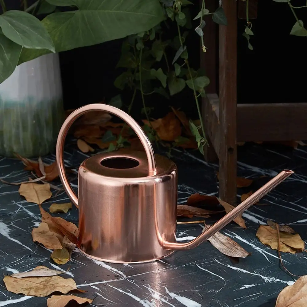 u 1.3L Plant Sprinkler Kettle Stainless Steel Large Capacity Watering Can Rustproof Leakproof Watering Pot Garden Tool