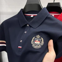 Polo d'été à manches courtes pour hommes, marque de luxe, motif brodé à revers, tendance coréenne, vêtements exquis pour hommes, 2025 2