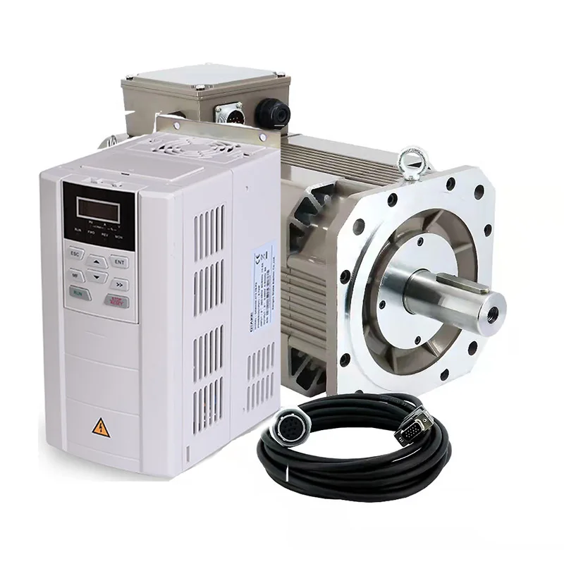 

198mm 3.7KW 5.5KW 380V AC 8000RPM 12000RPM 23.3Nm 34.7Nm 3PH High Torque Spindle Servo Motor with GK820 Driver CNC Lathe Milling