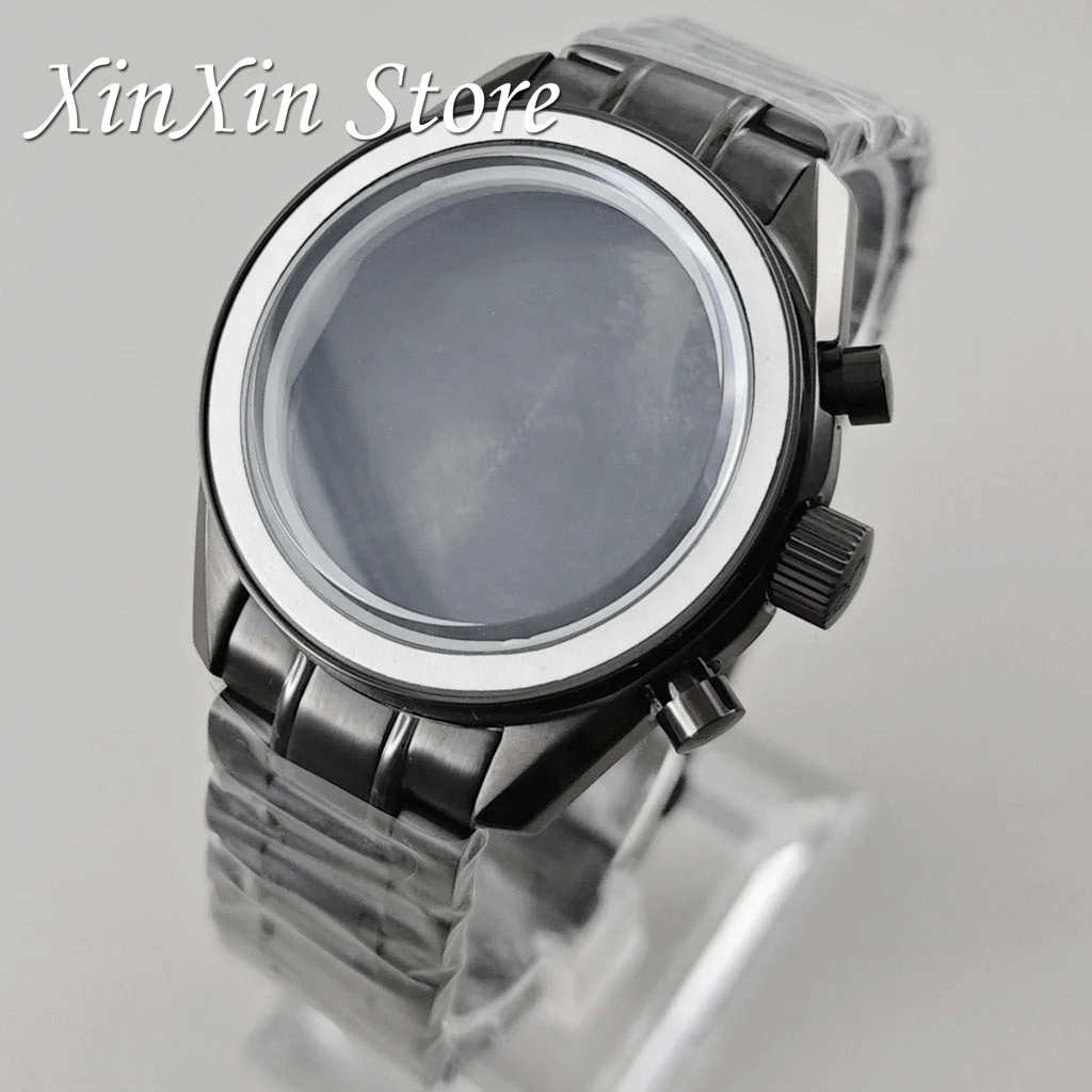 Elegant 39.7mm Red Bezel Speedmaster Watch Case with Quartz Movement Compatibility for 20mm Steel Band and 32.5mm Dial