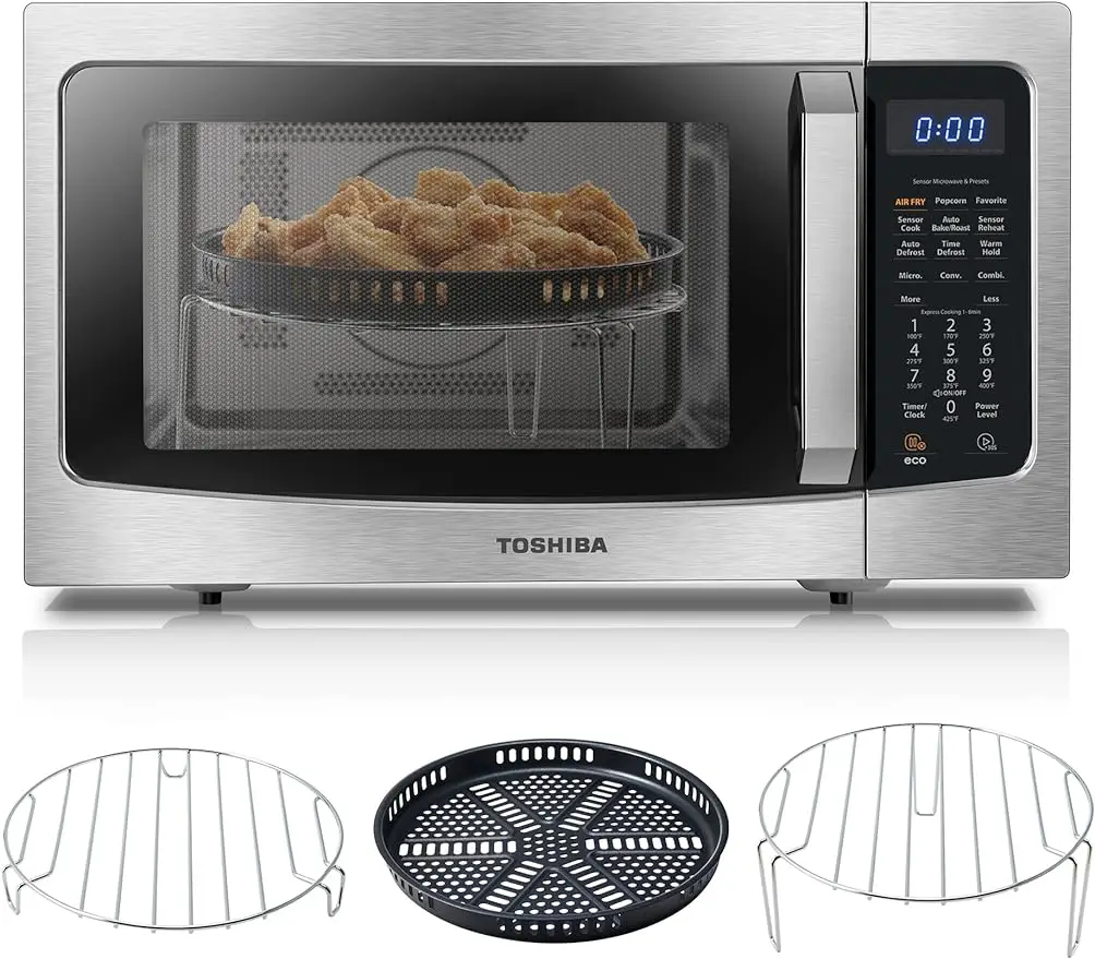 

TOSHIBA 4-in-1 ML-EC42P(SS) Countertop Microwave Oven, Smart Sensor, Convection, Air Fryer Combo, Mute Function,