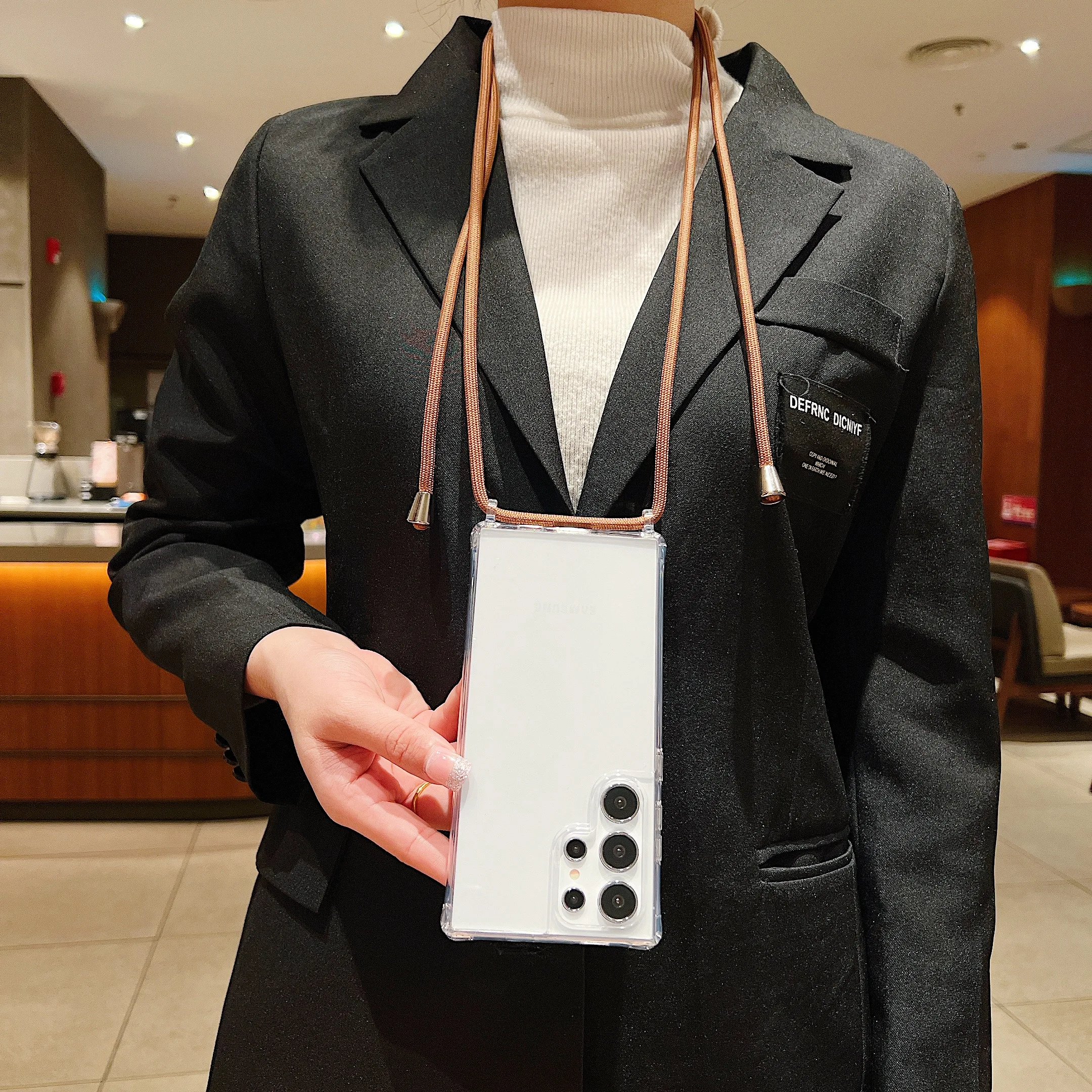 Versatile Crossbody Necklace Clear Phone Case with Lanyard Cord