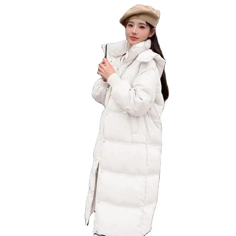 2024 Winter X-long Down Coats for Pregnant Woman Korean Style Loose Fashion Hooded Outerwear Zipper Fly Maternity Cotton Jackets