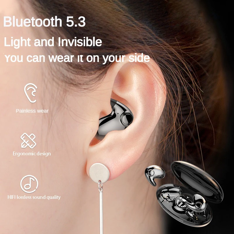 Auriculares inalámbricos invisibles con Bluetooth 5,3, cascos ocultos,  ligeros, impermeables, a prueba de ruido, con Control táctil - AliExpress