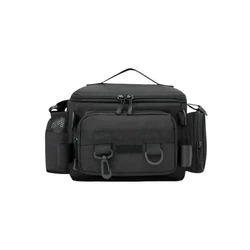 Multifunctional Outdoor Fishing Tackle Shoulder Bag with Portable Rod Holder (Black)