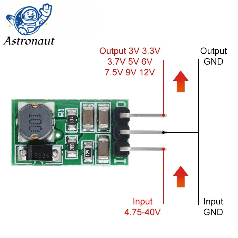 Dd4012Sa 1A Dc 5-40V A 3V 3.3V 3.7V 5V 6V 7.5V 9V 12V Regolatore Dc-Dc Scheda Modulo Convertitore Buck Step-Down