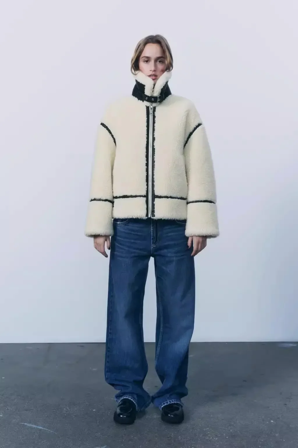 

White Lambswool Women Suit Ladies Formal Blazer Elegant Winter Warm Female Business Work Wear Office Lady Jacket Coat