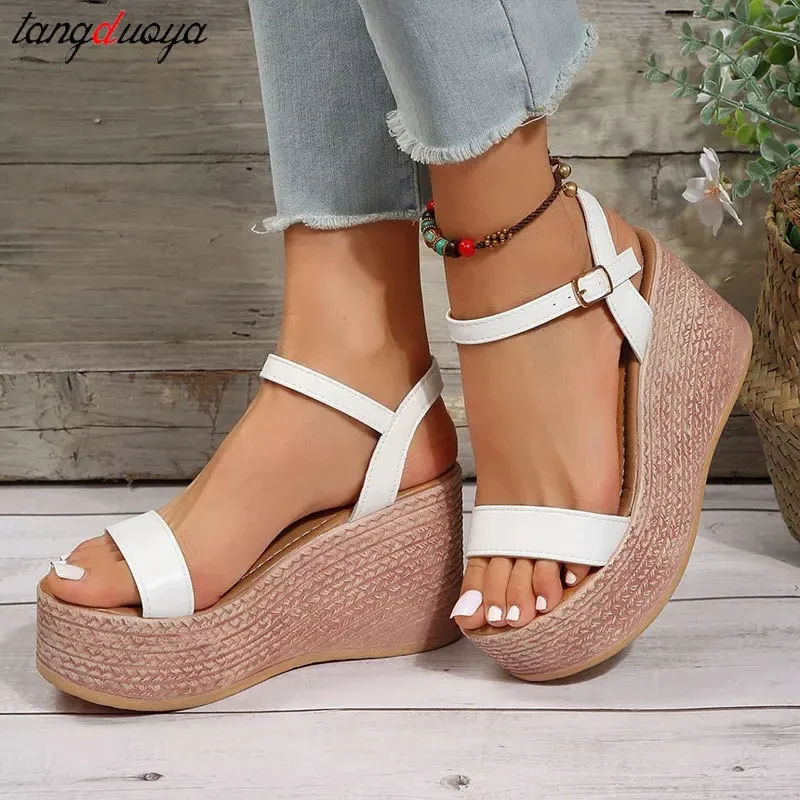 

Fashion Wedges Shoes Women Summer Platform High Heel Female Buckle Sandals Sexy Bohemia Style Mujer Women's Sandals 2024