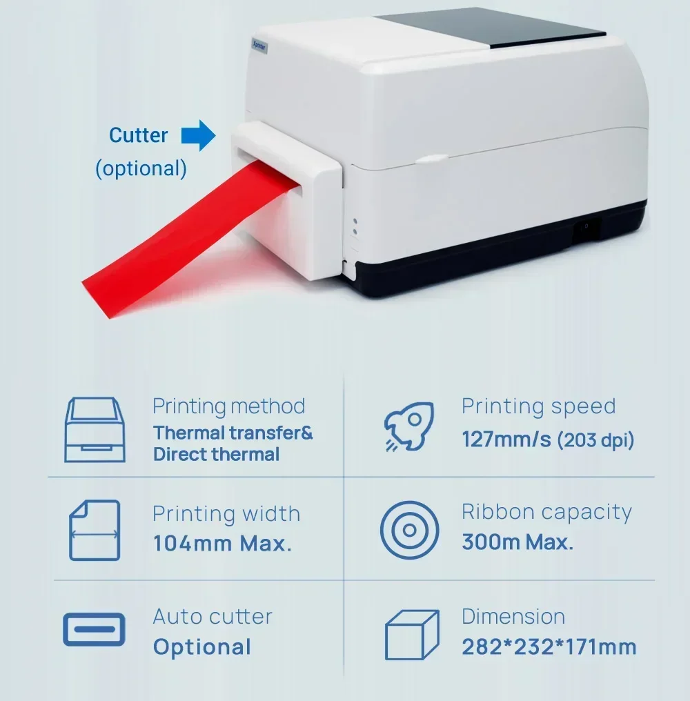 GlowMart XP-T451B Heat Transfer Ticket Machine Cashier Ticket Issuing Printer Catering Kitchen Printing Machine Ribbon Printer