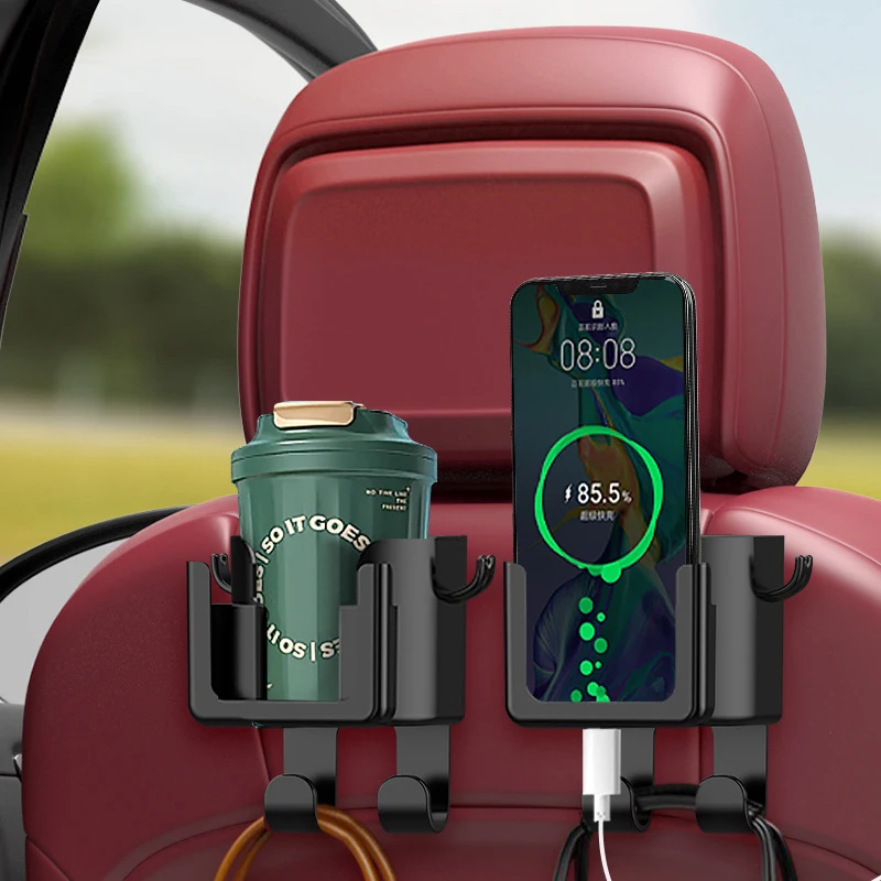 Houseeker Car Seat Drink Holder Headrest Hook Hanger Storage Box Universal Vehicle Organizer Phone Stand Water Cup Holder Bag