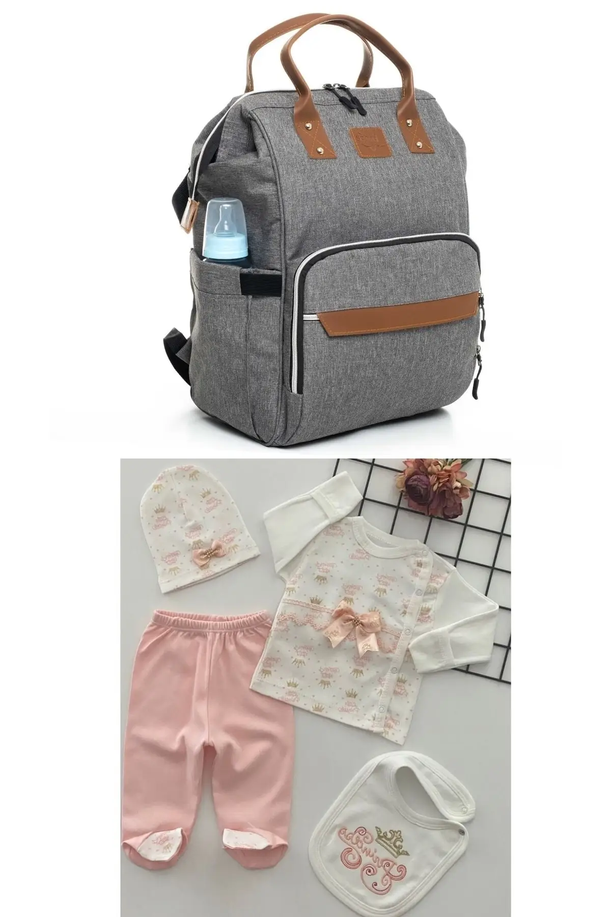 

Luxus Baby Bag Functional Mother Baby Care Backpack And 100% Cotton Hospital Outlet Set Grey Outlets Clothing