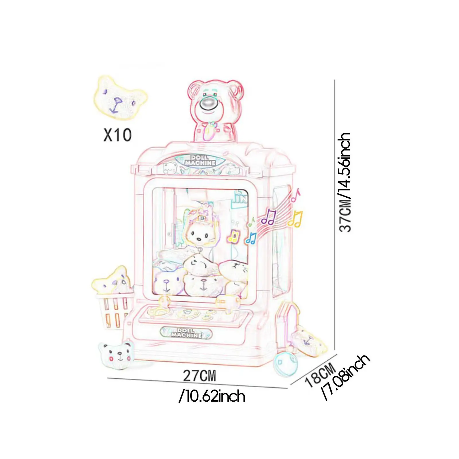 Interactive Claw Machine Toy for Candy and Dolls, Arcade Game Experience 6
