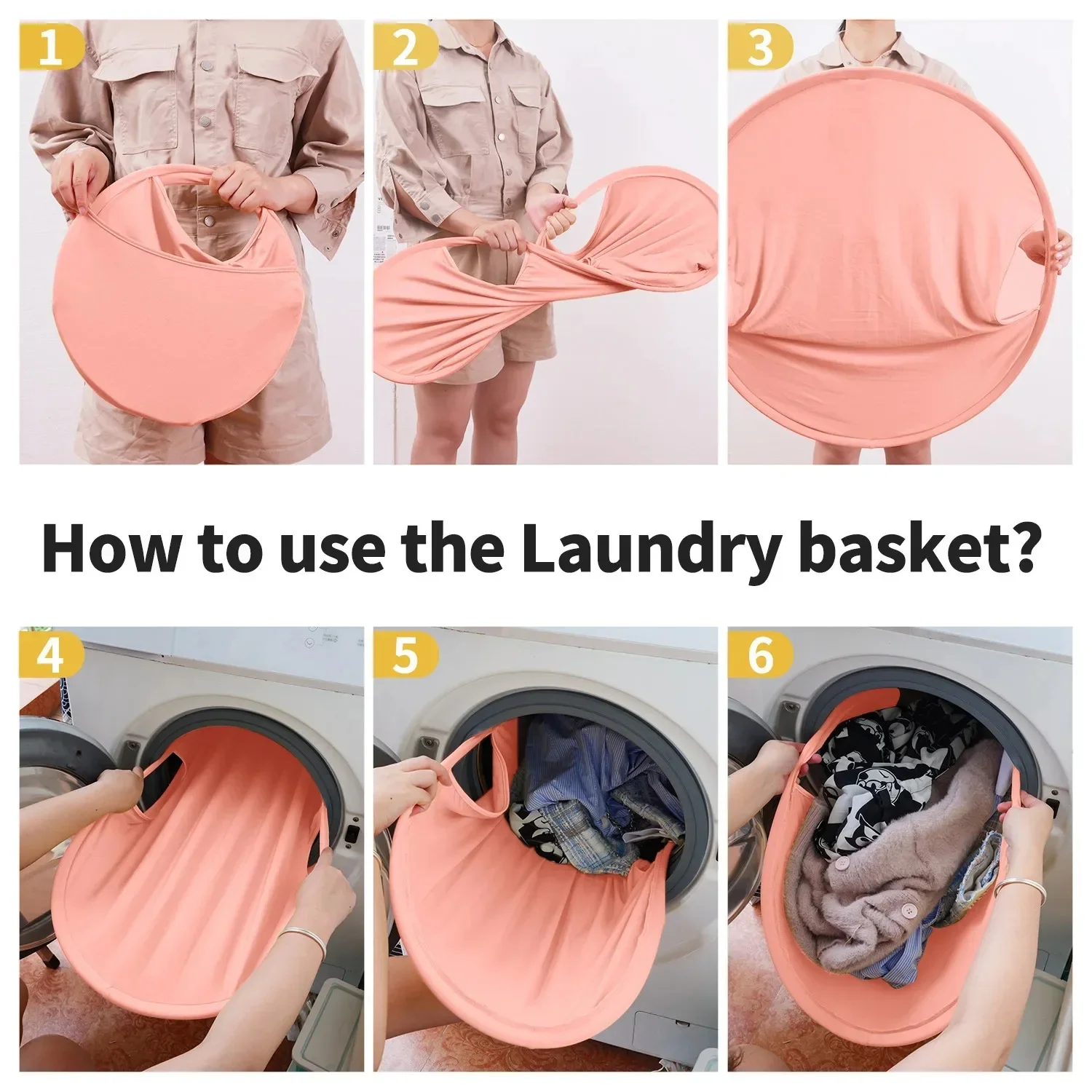 Description Picture 4 of item26-inch Space Saving Organizer Laundry Storage Basket Foldable Pop-up Basket Dirty Clothes Bag Portable Container Home