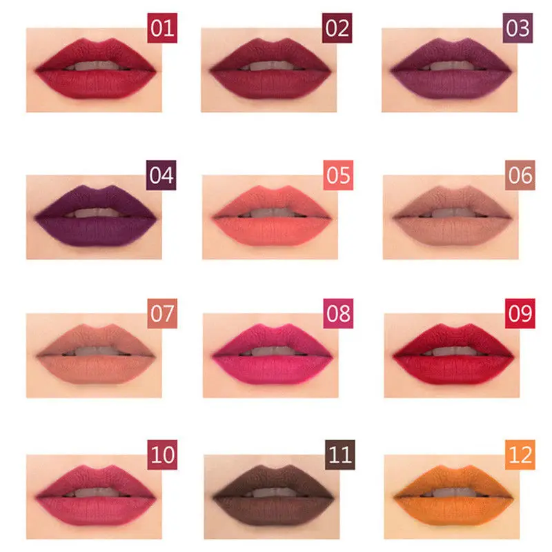 12Pcs/Set Waterproof Pencil Lipstick Set Pen Matte Lip Liner Long Lasting Makeup Pens Easy to Wear Non-stick Cup Cosmetics Kits 3