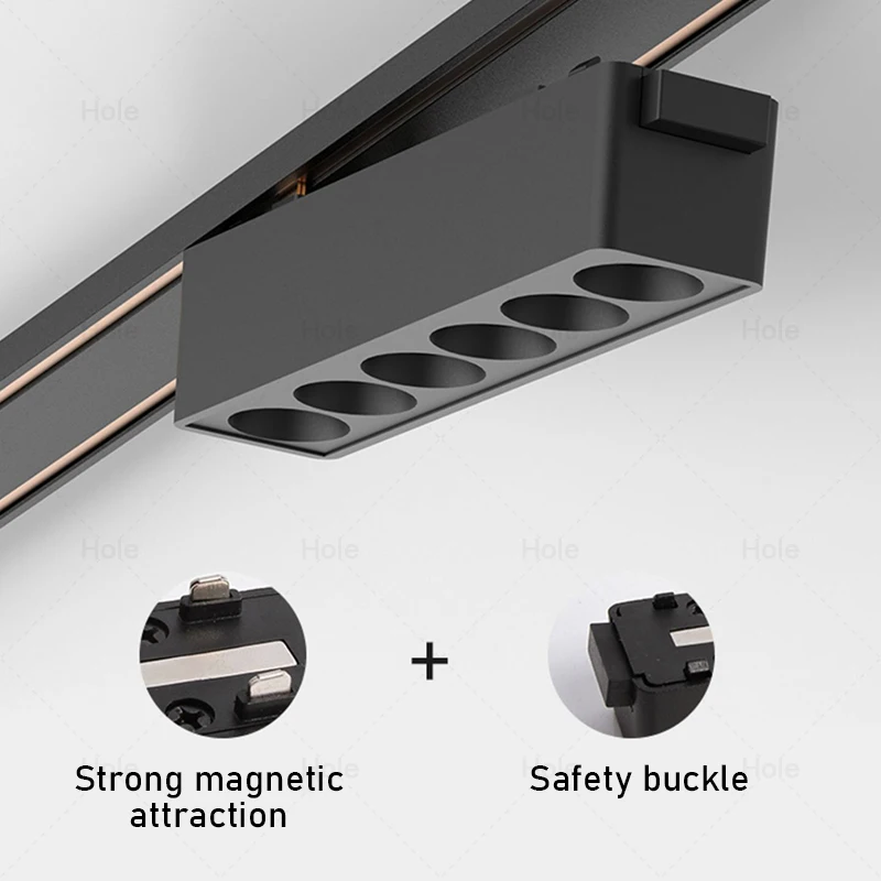 Black White 6mm Ultra Thin Ceiling Surface Mount 48v Magnetic Track Light System Magnet Rail Lamp LED Spotlight Indoor Living 2