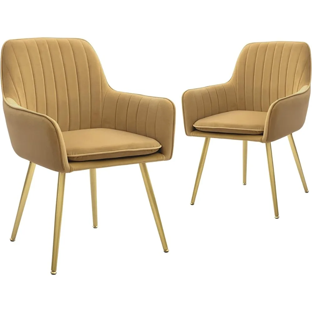 

Furniture Modern Living Dining Room Accent Arm Chairs Club Guest Metal Set of 2 Brown+Gold Legs Freight Free Wooden Chair Stool
