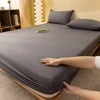 Luxury Double 100% Cotton Bed Sheet  Fitted Sheet With Elastic Mattress Cover Couple Bed Linen Single Bedding Queen King Size 1