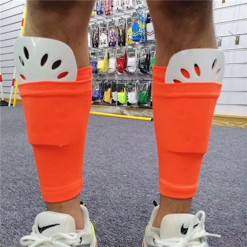 1 Pair Soccer Shin Guards Pads With Pocket Adult Kids Professional Leg Sleeves Support Football Compression Calf Equipment soccer shin guards shin guard pads