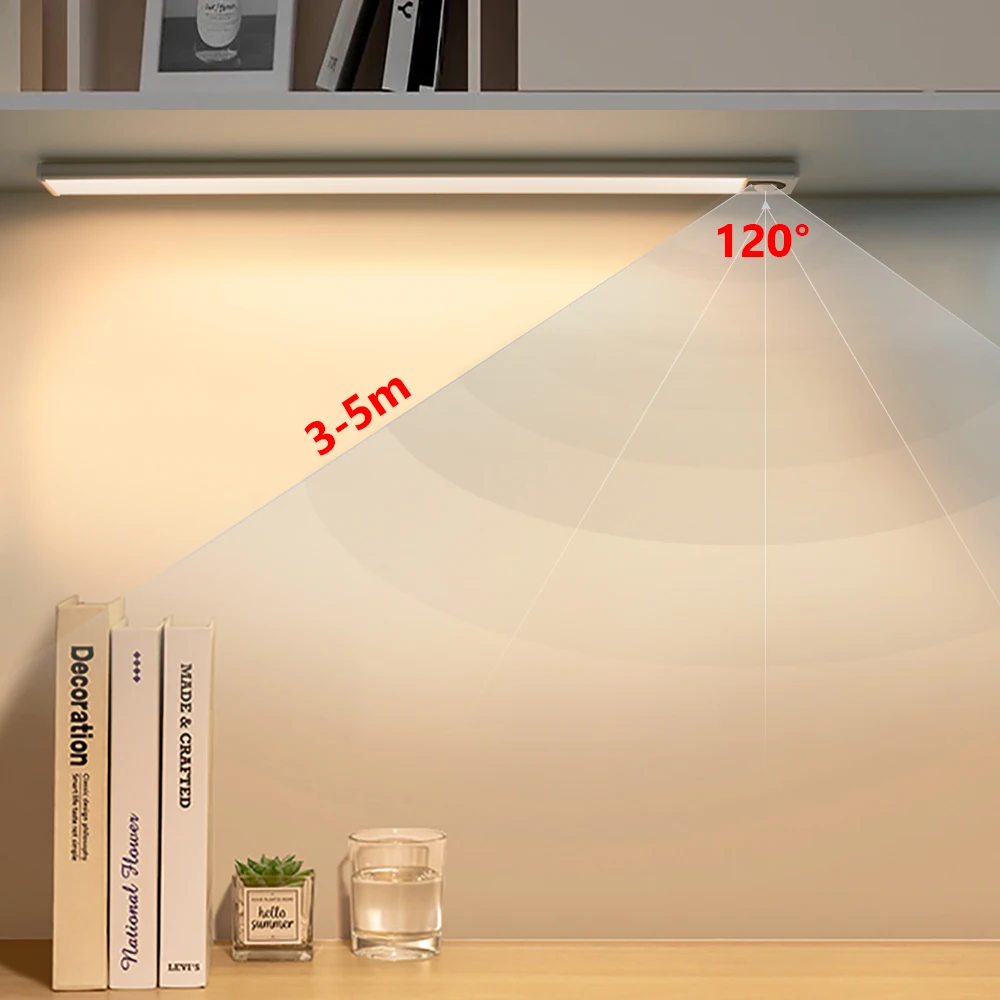 Ultra-Thin Led Under Kitchen Cabinet Light Motion Sensor Lamp Usb Rechargeable Interior Lighting For Bedroom Closet Wardrode
