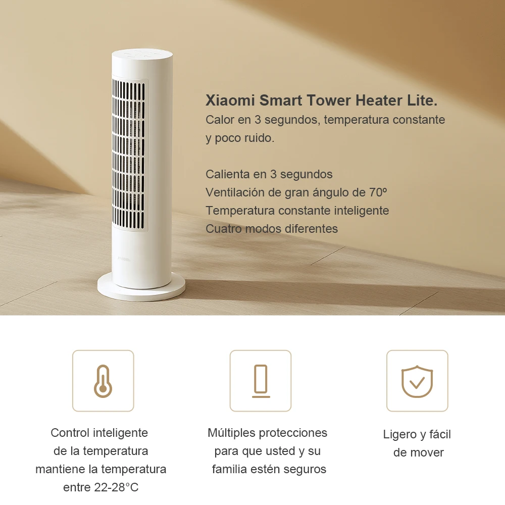 Xiaomi Mijia Smart Tower Heater Lite, Low consumption electric heater, 4  modes, Wide-angle 70° Ventilation, Smart APP Control