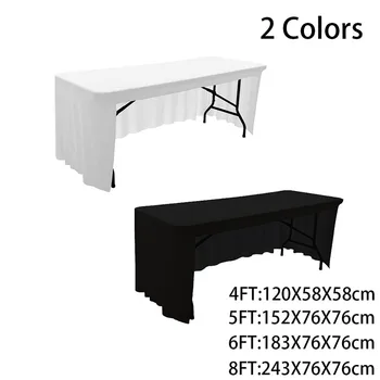 Nappe de table en tissu extensible en Spandex, couverture de Table élastique pour fête de mariage, banquet, nappes de couleur unie blanche, 4 pieds/5 pieds/6 pieds/8 pieds 1