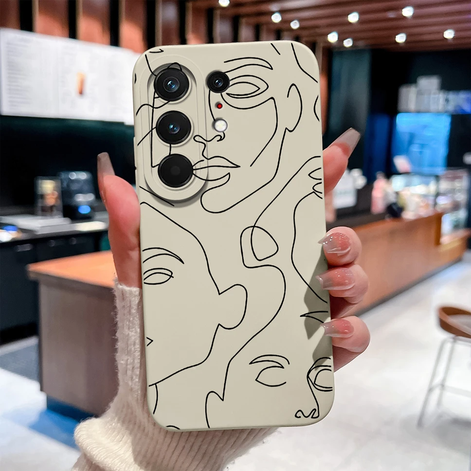 Abstract Line Art Print Liquid Silicone Shockproof Case with Camera Protection