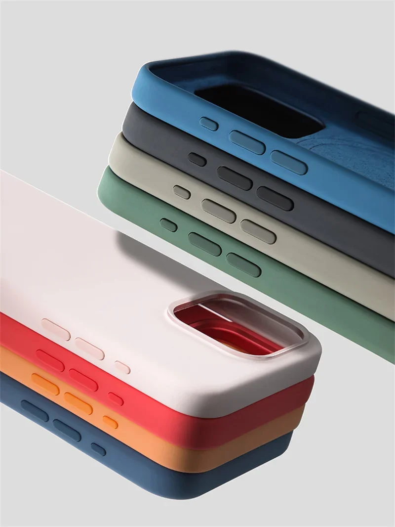 

Роскошный жидкий силиконовый чехол Magsafe для iphone 15, 15pro, 15pro max, металлический объектив, Беспроводная зарядка, Iphone 15, защитный чехол