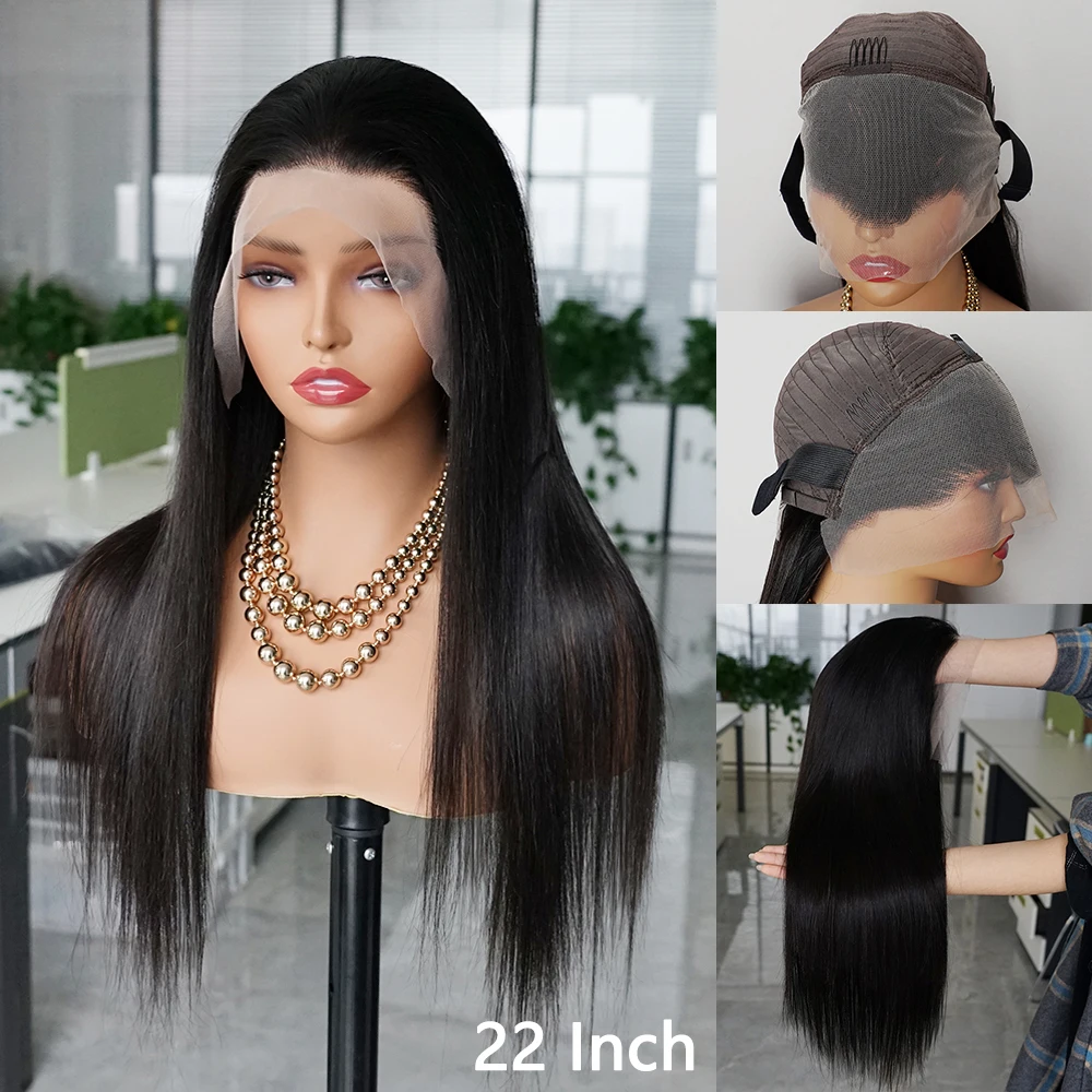Human Hair Wigs 180% 13x4 Bone Straight Lace Front Wig Indian Remy Transparent Lace Frontal Wig Human Hair Wigs 4x4 Closure Pre-Plucked