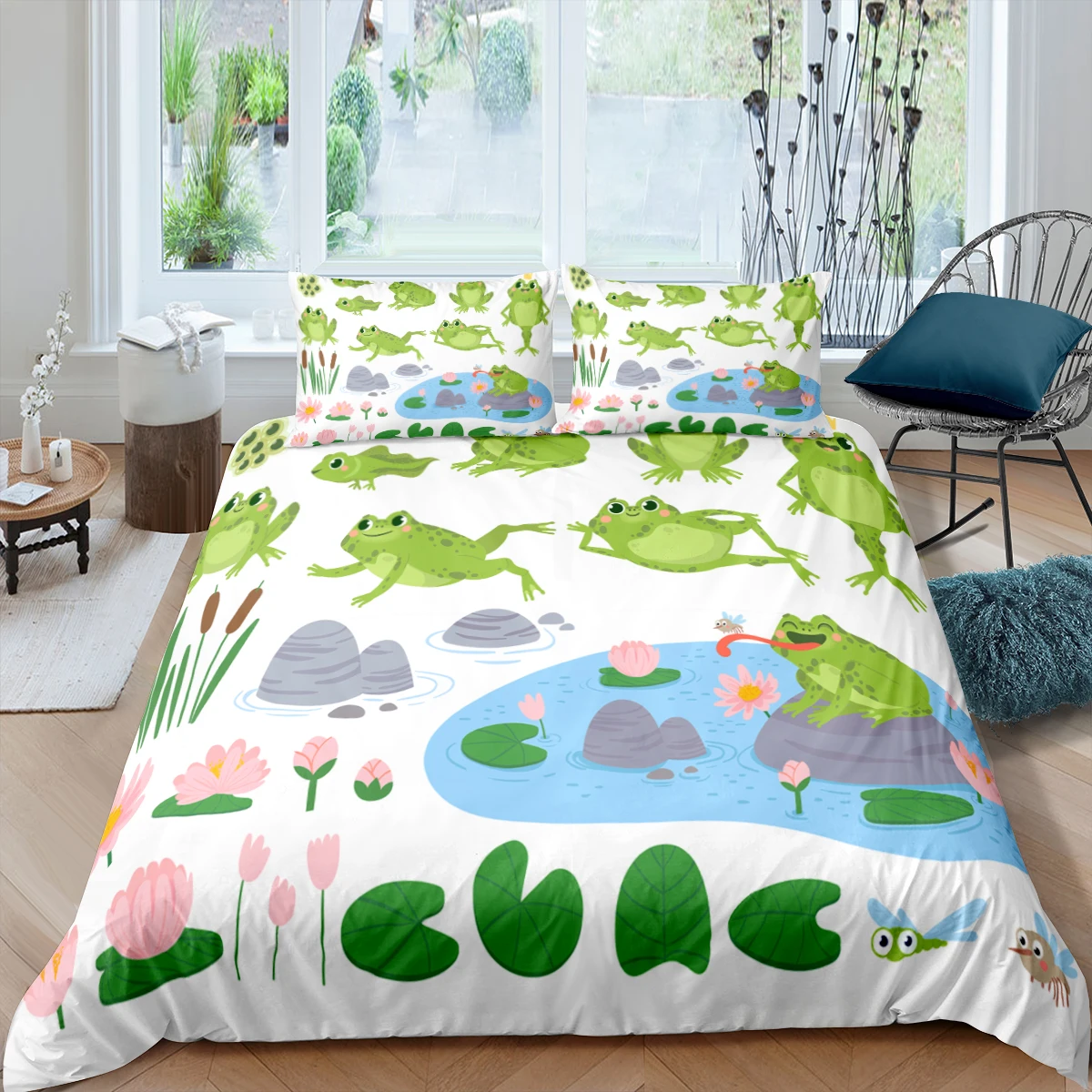 

Home Living Luxury 3D Cartoon Frog Bedding Set Duvet Cover Pillowcase Kids Bedding Set Queen and King EU/US/AU/UK Size