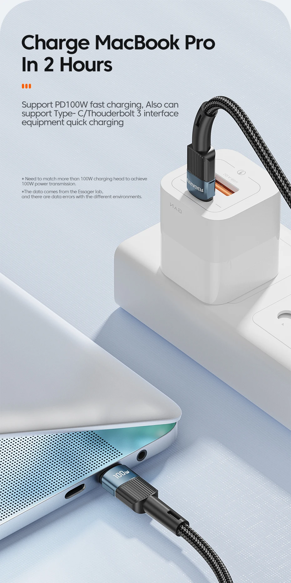 Essager 100W C To C Type C Cable USB C PD Fast Charging Charger Wire Cord For Macbook Samsung Xiaomi Type C USB C Cable