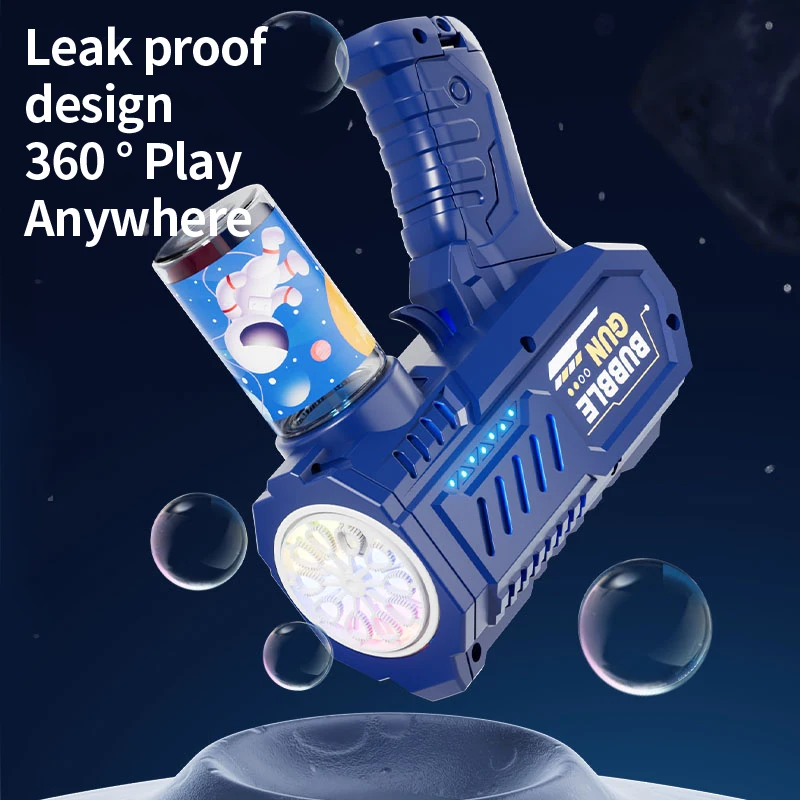 One Pack Of Children's 10  Launcher Handheld Portable Electric Automatic Bubble Gun LED Light For Boys And Girls 2