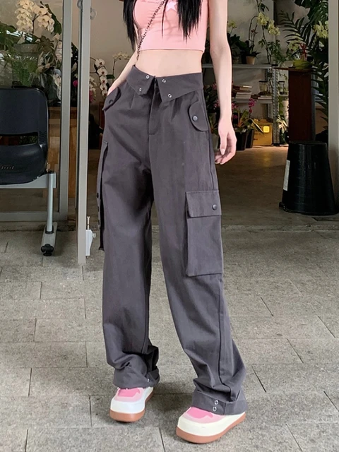 y2k Cargo pants for girls women Korean style summer high waist