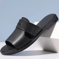 Summer 2025 Fashionable All-Match Flat Bottom Slippers Comfortable Breathable Luxury Rubber Flat Heel Men's Sandals
