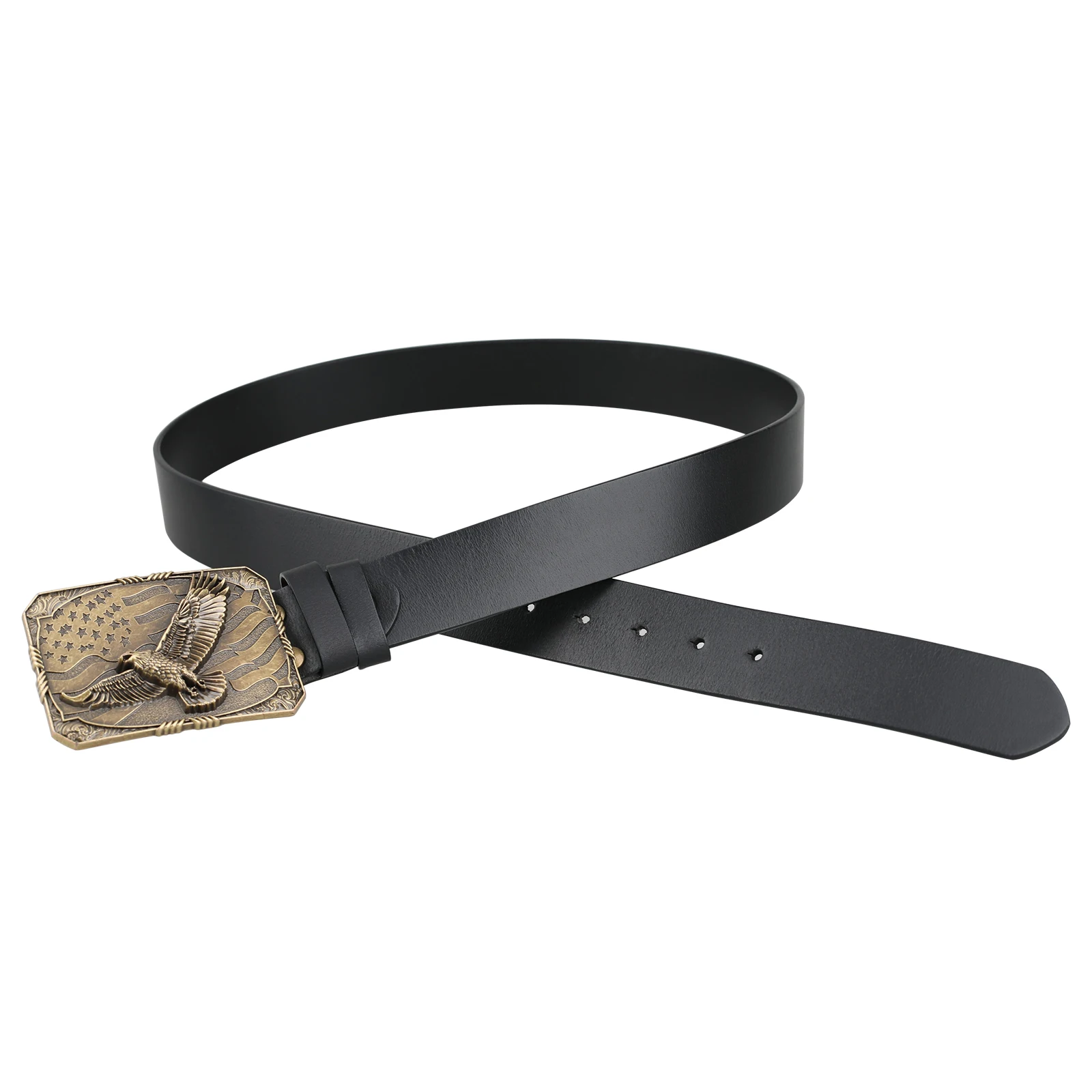 Men's Square Winged Eagle Buckle Genuine Leather Belt Stylish Accessory for Casual Wear