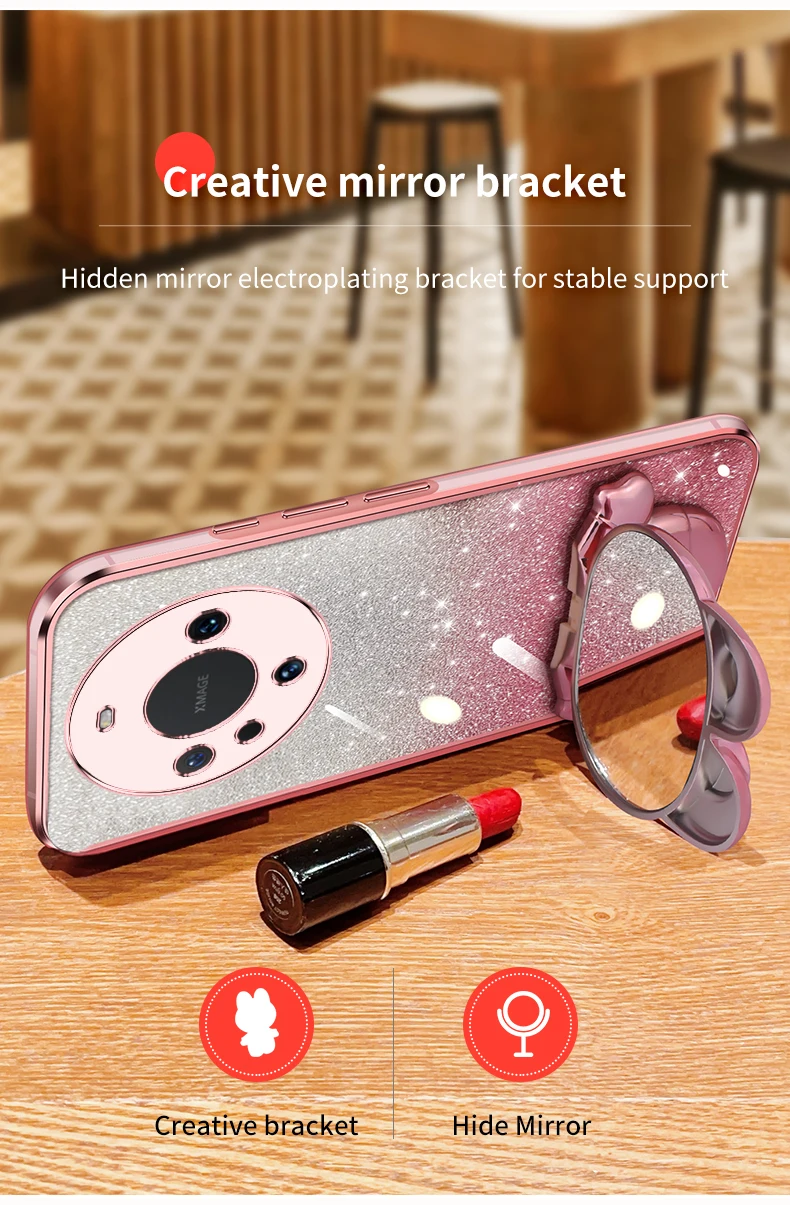 Coque de protection souple avec miroir de maquillage et paillettes pour Huawei Nova 10 Pro, 8, 11, 7, SE, 5 Pro, 3, 4, 5, 6, Nova9se_voghion.com