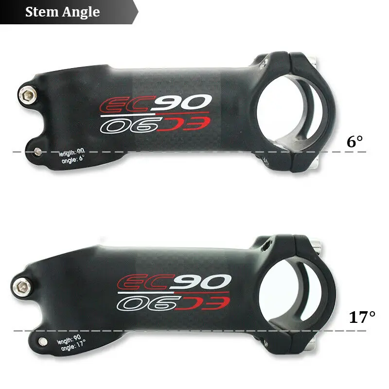 Aluminum Alloy+Carbon Fiber Bicycle Stem 60-120mm 6/17 Degree 1-1/8'' Bike Handl