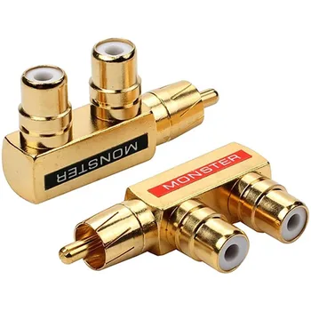 2PCS RCA Adapter Gold Plated AV Splitter 1 Male to 2 Female Connector for Home Theater Speaker Audio Video Equipment,F-TYPE 1