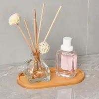 Perfume Shower Gel Shampoo Tray Oval Bamboo Wood Plant Tray Bathroom Kitchen Supplies Mini Plant Pot Holder Multifunctional 2
