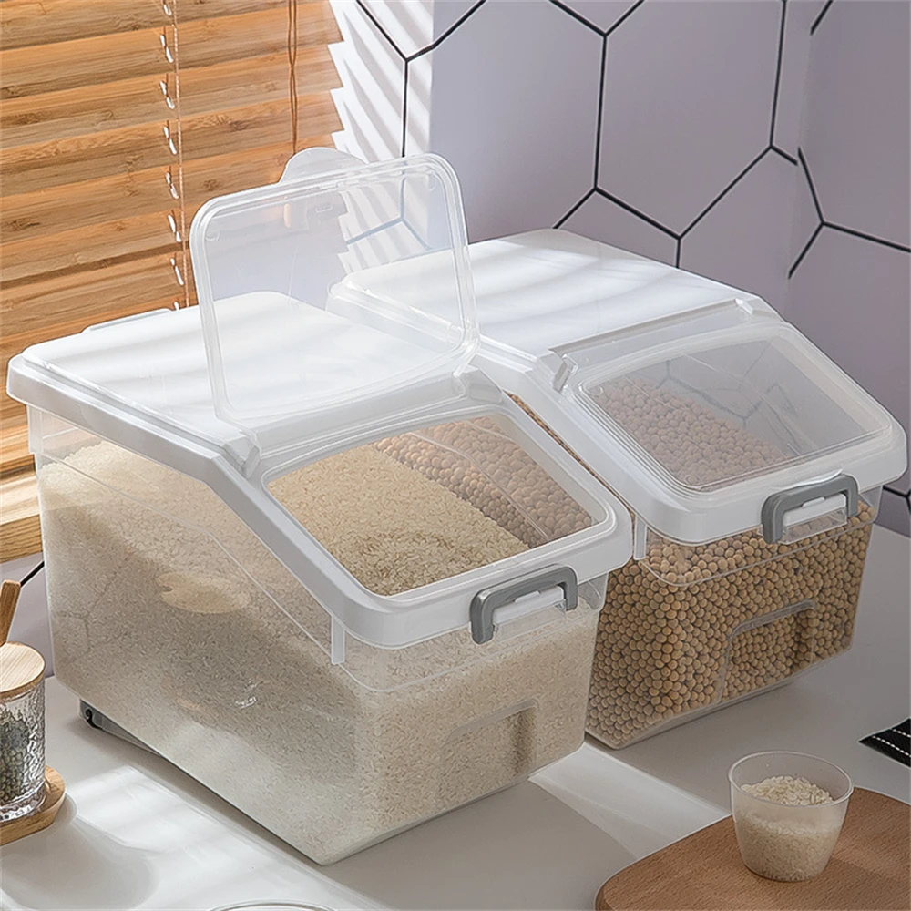 10kg Rice Food Storage Container Large Flour Box Rice Dispenser W/Cup