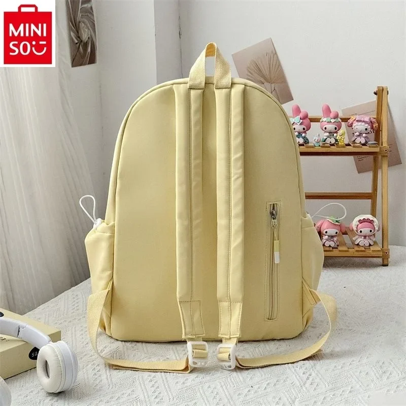 MINISO Fashion Cartoon Anime Kuromi Large Capacity Backpack Student Nylon Material Lightweight Sweet Versatile Travel Book Bag