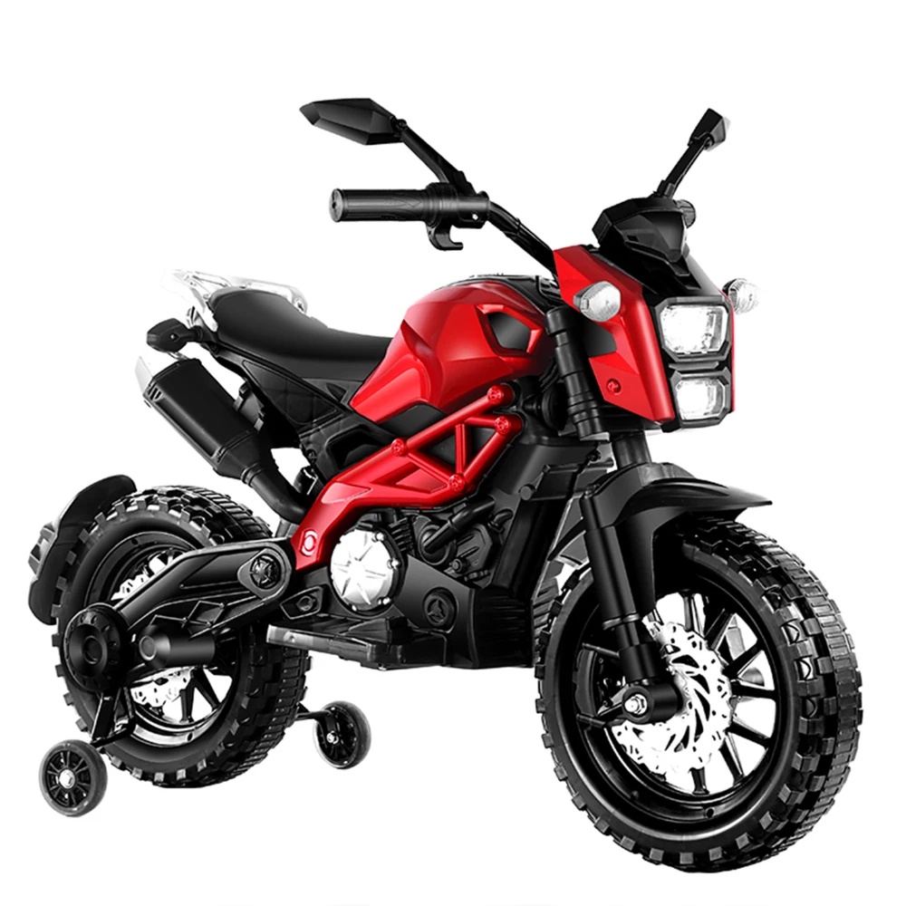 Electric Motorcycle for Kids,12V Electric Dirt Bike with Training Wheels, Ride on Motorcycle for 3~6 years Boys Girls gift
