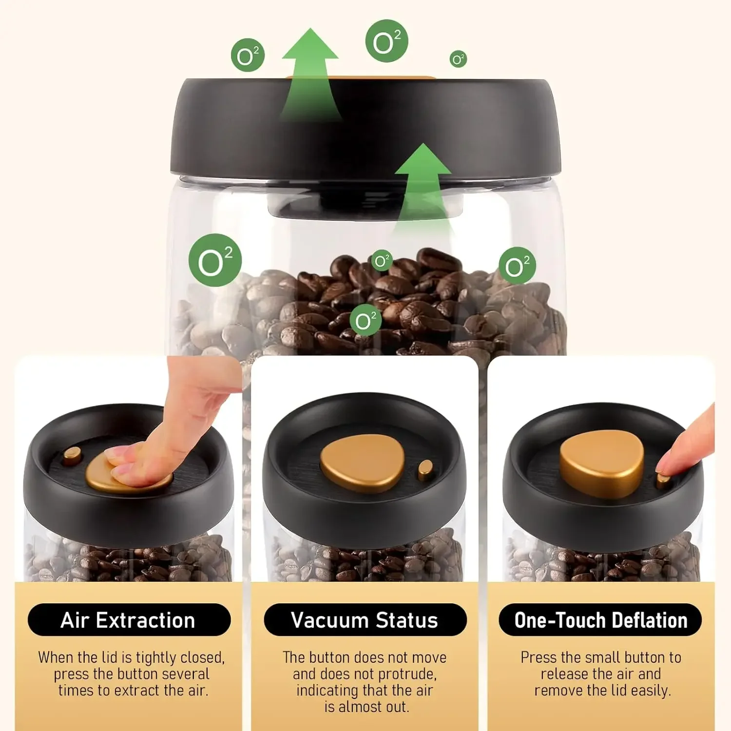 Vacuum Sealed Jar Coffee Bean Storage Bottle Kitchen Food Grain Tea Glass Jar Fresh Storage Jar Kitchen Accessories Oil jar Vase 5