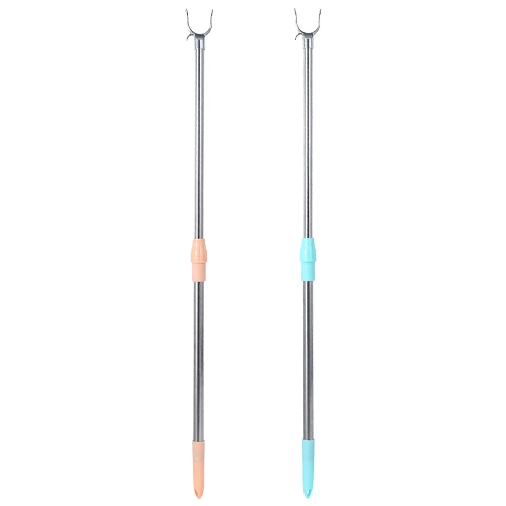 

2 Pcs Clothes Pole Telescopic Reach Heavy Duty Hanger Retractable Adjustable Clothesline Drying