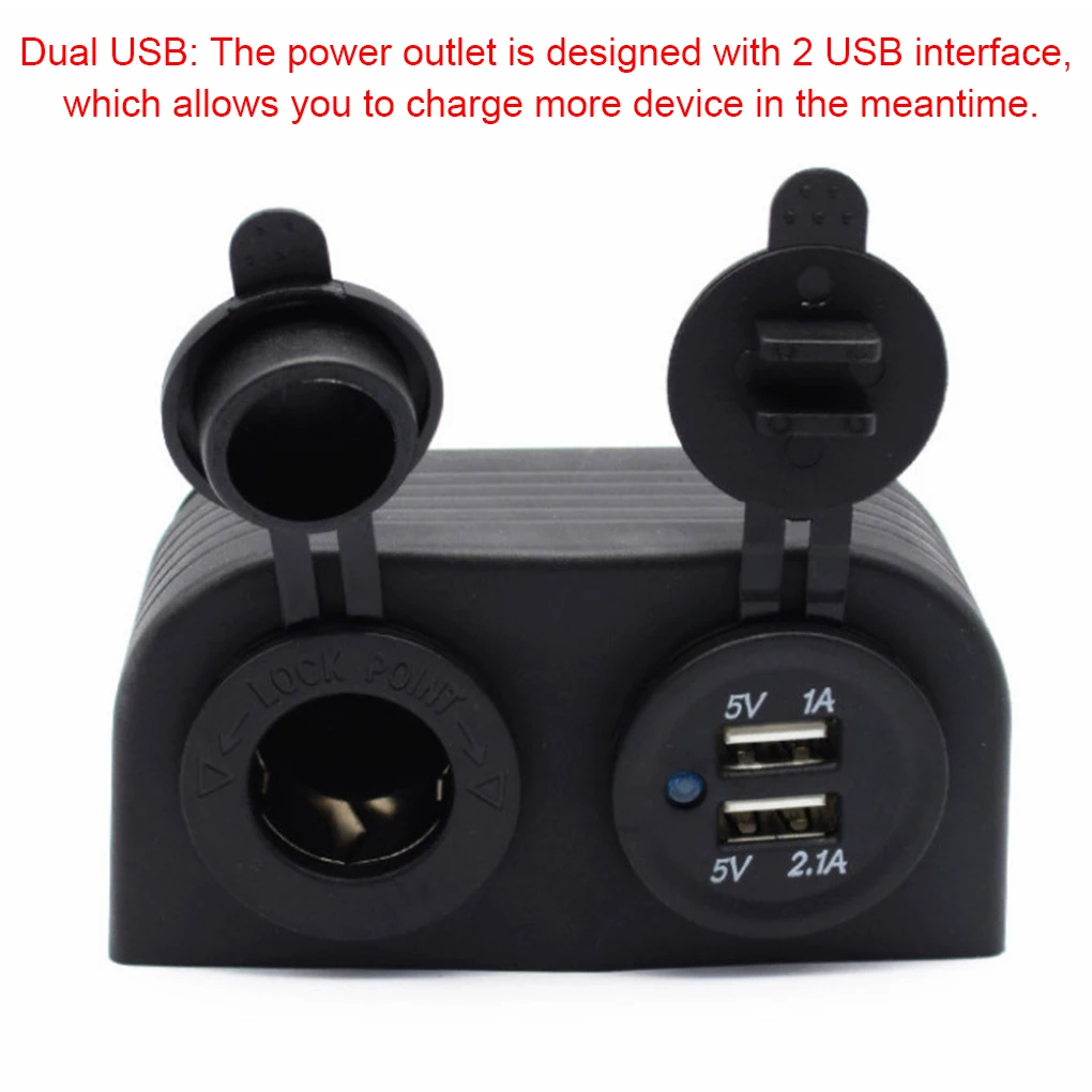 Presa Accendisigari Doppia Con USB E Voltmetro LED – Montaggio Superficiale 12V-24V Con Coperchio Impermeabile Per Auto, Barca, Moto – Facile Installazione A Vite - 2