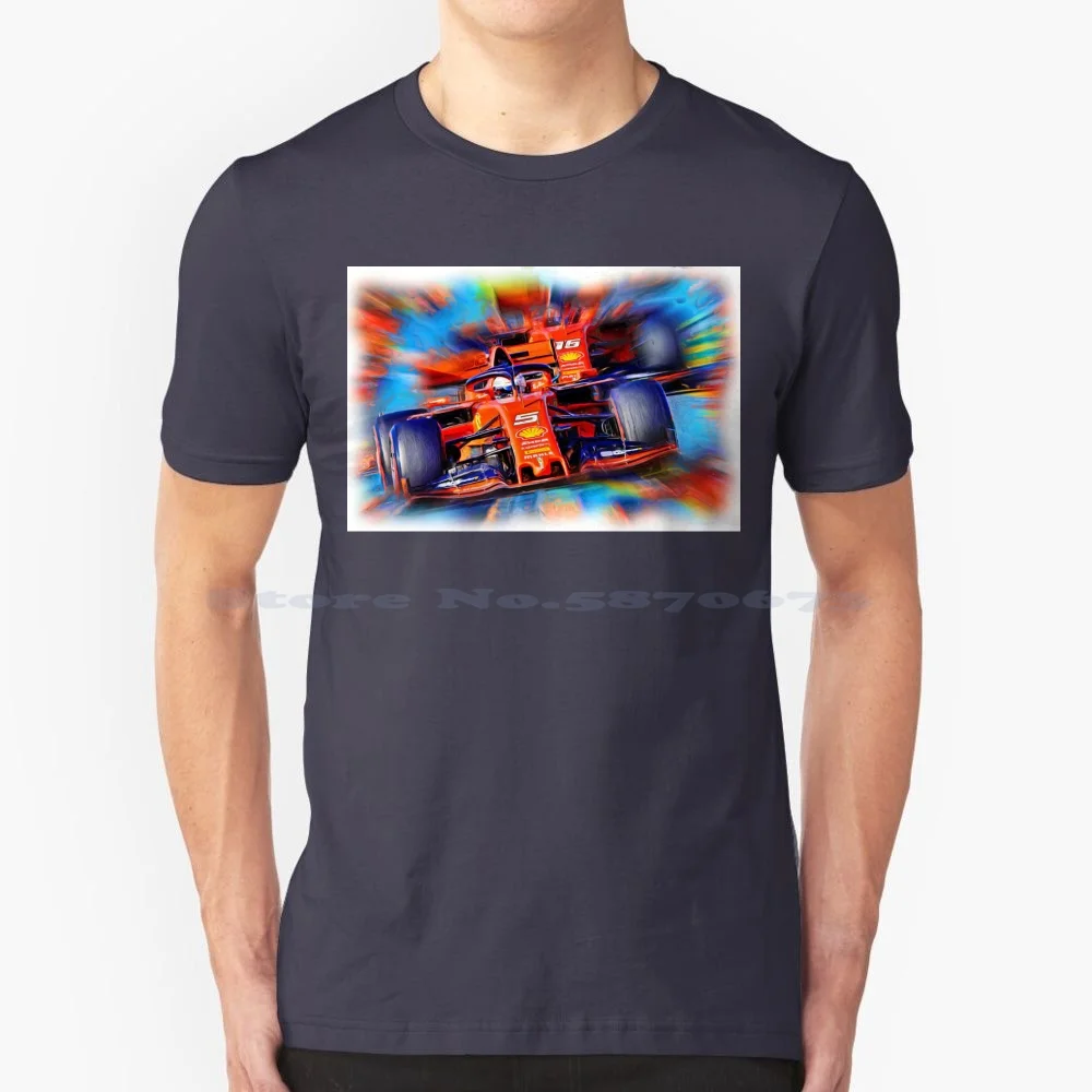 Rosso-Rouge-Red-Red-Red T Shirt 100% Cotone Tee Charles Leclerc Sebastian Vetel Scuderia Motorsport Racing