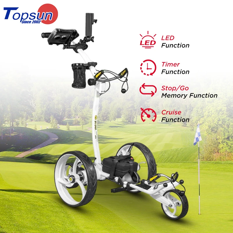 

Hot Sell Remote Control Golf Trolleys Charge Handle Distance Function Lithium Battery