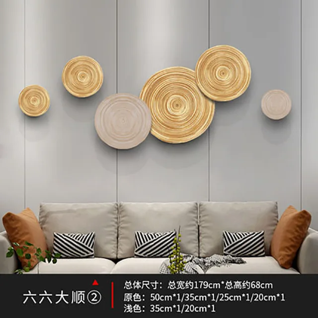 Bamboo Wall Decoration Wooden Wheel Hang Ornaments Simple Home Decor Modern  Living Room Sofa Background Display Wall Hanging - Wind Chimes & Hanging  Decorations - AliExpress